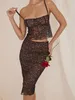 Tvådelad klänning Chronstyle Lace See Through 2 Outfits Sleeveless Strap Backless Split Camis High midje kjolar Summer Clubwear 2023 230520