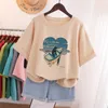 Dames plus size t -shirt 100 katoen l5xl t shirt t -shirt korte mouw dames top zomer cartoon print paar o nek oversized shirts 230520