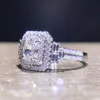 Anneaux de mariage JK luxe cristal CZ fiançailles zircon cubique conception originale brillant mariée éternité bague bijoux pour femmes