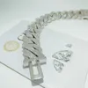 مجوهرات الهيب هوب 26 ملم 925 فضي صلبة مثلج خارج الرابط الكوبي Moissanite Prong Cupan Bracelet VVS Diamond Cuban Bracelet