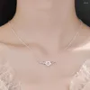 Chains Pink Flower Silver Color Crystal Dainty Necklace For Women Female Korean Pendant Chain Fashion Jewelery 2023 Accesories