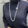 Colliers Long Collier de perles d'eau douce pour femmes blanc réel collier de marmiers de mariage Collier de chouchard à la mode