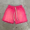 2023 Off-Designer-Shorts für Herren, Sommermode, Strandhose, hohe Qualität, Unisex, roher Saum, Kordelzug, Baumwolle, Vintage-Sweat, sonnenverblasst, Steinwaschung, individueller 3D-Puffdruck, Säure für