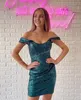 Emerald Sequin Homecoming Dress 2k23 Fitted Scoop встроенный корсет Prage Pageant Pageant Formal Event Nye Cocktail Club Night Party Short Hoco Grad Fuchsia Royal Gold