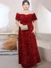 Plus Size Evening Dress Long Party Gowns Shining Sequins Sheer Neckline with Crystal Prom Dresses
