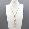 Pendant Necklaces Natural Cultured White Snowflake Freshwater Pearl Gold PlatedChain Choker Necklace 16''