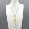 Hanger kettingen Natuurlijk gekweekte witte sneeuwvlok zoetwaterparl Gold PlatedChain Choker ketting 16 ''