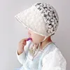 帽子の夏の夏のレース帽子プリンセスガール幼児ソフトボンネットキャップ幼児の花広微笑