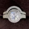 Pierścienie klastra Vintage Lab Diamond Pinch Pierścień Pierścień na palcach białego złota na imprezę Wedding Wedding For Women Bridal zaręczyna