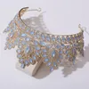 Big Opal Crystal Crowns Diadem Bankett Tiaras Pageant Party Wedding Costume Party Hair Jewelry