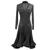 Stage Wear 2023 Brand 2 Colors Latin Dance Dress Women Sleeve Tango Rumba Flamengo Ballroom For Costume
