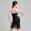 Stage Wear Fringe Latin Dress Girls Costume Summer Tango Ballroom Practice Backless Salsa Odzież Rumba tańca JL4262