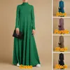 Ethnic Clothing Abayas Women's Vintage Solid Maxi Dress Women's Turtle Neck Sundress Casual Long Sleeve Maxi Vesidos S-5XL 230520