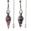 7 Chakra Helende kristallen Pendulum voor wichelroeiden Divination Quartz Natuurlijke stenen Pendulums Antieke Reiki -hanger