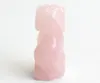 2.0 POLLICI Quarzo rosa naturale Scultura di totem animale con statua di cane curativo Reiki in cristallo intagliato