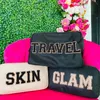 Cosmetic Bags Cases Stock Wholesale Multi Colors Waterproof Nylon Pouch Bag Women Letters Patch DIY Makeup Teens large toiletry bag 230520