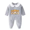 Karikatür Bear Baby Rompers Designer Toddler Çocuk Giysileri Uzun Kollu Bebek Grow Sleepsuits Yeni doğan bebek tulumları 0-18 ay