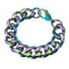 Halsband Rostfritt stål Miami Curb Rainbow Cuban Link Chain Armband Halsband Set för män 11 ​​~ 16mm Bredd