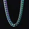 Necklaces Rainbow Miami Cuban Link Chain hiphop stainless steel cuban chain jewelry hip hop cuban link chain necklace