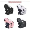 Motorcykelhjältar Deformerbara kvinnors fulla ansikts-halva ansiktshjälm Motocross Motorrad Anti-Glase Double Lenses Plus Size Cascos