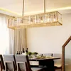 Lampade a sospensione Modern Dining Room Straight Copper Led E14 Lights Lustre K9 Crystal Luminarias Lamparas Lampada a sospensione