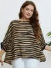 Frauen Plus Größe T-shirt Sommer Zebra Muster 34 Ärmeln Elegante Große Top blusas plus größe mujer schößchen top roupas femininas 230520