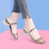 Slippers Mulheres 2023 Sapatos de verão Sandálias Cristal Transparente Praia Casamento de prata Ladries Clear Sexy Heel 9217N