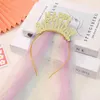 Acessórios para o cabelo Material de poliéster Banda de cabelo meninas de festa favorita Mesh para a cabeça do bolo de personalidade