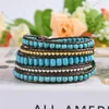 Tennisarmbänder Boho handgemachtes Armband Naturstein Vintage Leder 5 Wrap für Frauen und Geschenke