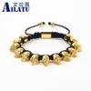 Bangle Ailatu 5pcs/lot Stainlss steel Skull Bracelet Gold and Black Skeleton Bangles for Men's Gift