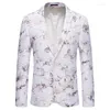 Męskie garnitury kwiatowe drukowane mężczyźni Blazers w stylu Anglii powieść mody Summer Autumn Slim Fit Jaqueta Masculina Leisure Blazer Fancy Party