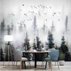 Wallpapers Milofi Custom 3D Large Wall Paper Chinese Style Hand-painted Pine Forest Cloud Bird TV Background Painting