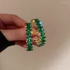 Brincos de argolas de luxo brilhante Cristal de zircão verde para mulheres Presentes de joalheria de festas Acessórios para ouvidos