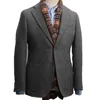 Men's Suits 2023 Autumn Winter Mens Vintage Herringbone Tweed Wool Retro Tuxedos Wedding Blazer Blend Jacket