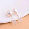 Stud Chuahn Real 18K Gold Natural Akoya Seawater Pearl Studs Kolczyki Wysoka jasność Perl Pure AU750 Prezent dla kobiet biżuteria