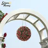 装飾的な花の花輪ボンサイボールアウトドア人工トピアリーハンギングプラントホームパティオバルコニーヤードガーデンクリスマスポット植物