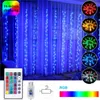 Stringhe LED 3m 300 RGB Luci per tende con porta USB Telecomando Decorazioni natalizie 16 colori Ghirlanda luminosa DecorLED