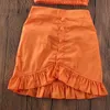 Ensembles de vêtements enfant en bas âge bébé filles vêtements enfants orange hors épaule haut court à volants une ligne jupe 2PCS tenue enfants s ensemble 1 6Y été 230520