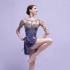 Stage Wear Embroidered Elastic Mesh Ballet Leotard Women Three-quarter Sleeve Gymnastics Bodysuit High Quality Dancewear