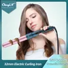 Curling Irons CkeyiN 9mm 32mm 25mm Barrel Hair Curler Iron Wand Temperature Adjustment Waver Tapered Crimp Corrugation with Glove 230520