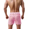 Shorts masculinos malha transparente causal gay pura ver através de brand sleepfutes sono sonowear lazer caseiro para homens 230520