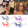 Lunettes de soleil papillon en forme de diamant femmes mode luxe personnalité sans cadre lunettes Y2k Vintage surdimensionné lentilles