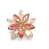 Brooches PD BROOCH Shining Glass Flower For Women 8-colors Beauty Office Party Pin Year Gifts