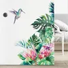 Duvar çıkartmaları Çıkarılabilir Tropikal Yapraklar Çiçekler Kuş Yatak Odası Oturma Odası Dekorasyon Duvar Çıkartmaları Bitkiler Kağıt Ev Dekoru 230520