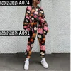 Calças de duas peças femininas Sojinm Women Fashion Set SuactFits Print Floral Sport Casual Woman Autumn Tracksuit 5xl