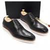 Oryginalne buty skórzane męskie nowe płaskie wygodne buty weselne ręcznie robione buty biurowe bankiety biznesowe buty D2H50