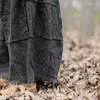 Jupes Johnature détresse Flash taille élastiquée jupe en lin 2023 printemps et été femme couleur unie Vintage