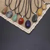 Anhänger Halsketten Unregelmäßige Naturstein Zufall Amethyst Achat Halskette Leder Seil Kette DIY Zubehör Schmuck Geschenk Großhandel