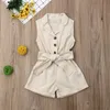 Kledingsets Fashion Kids Baby Girls Kleding Mouwloze vlinderdas Taille Playsuits Outfits Zomer Sunsuit Algemene kinderen 230520