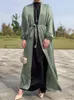 Vêtements ethniques Ramadan Eid Mode Kimono Robe Musulmane Soie Lisse Élégante Couleur Unie Longue Musulmane Abayas Femmes Modeste Robe 230520